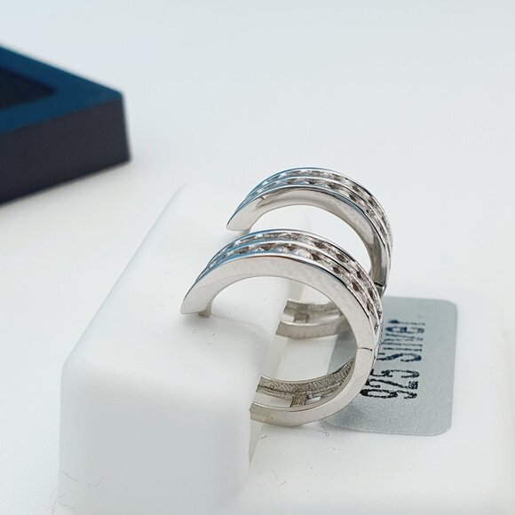 "925 Sterling Silver Cubic Zirconia Earrings, UU1P6A6126 - Picture 3 of 10